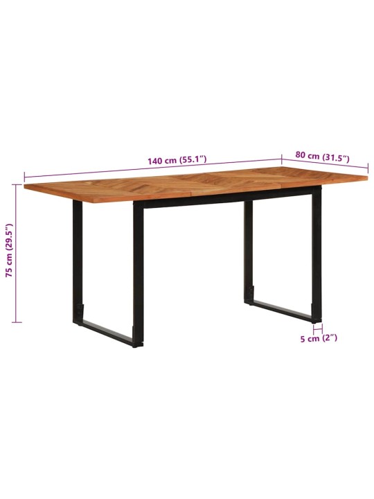 ruokapöytä 160x80x75 cm massiivipuu akaasia