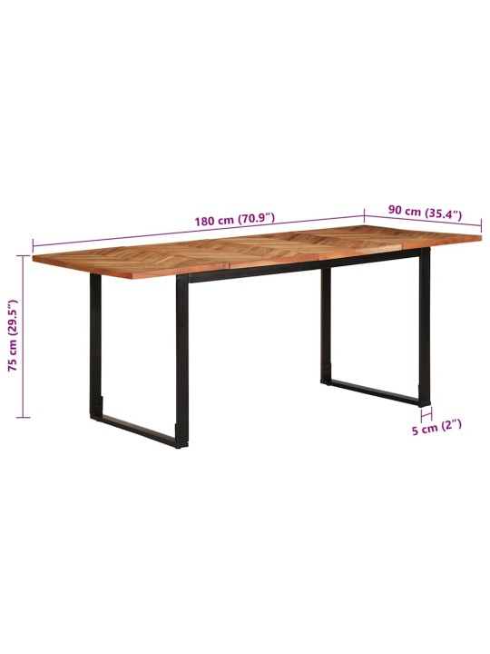 ruokapöytä 180x90x75 cm massiivipuu akaasia