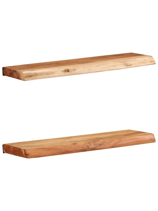 seinähyllyt 2 kpl 60x20x3,5 cm massiivipuu akaasia