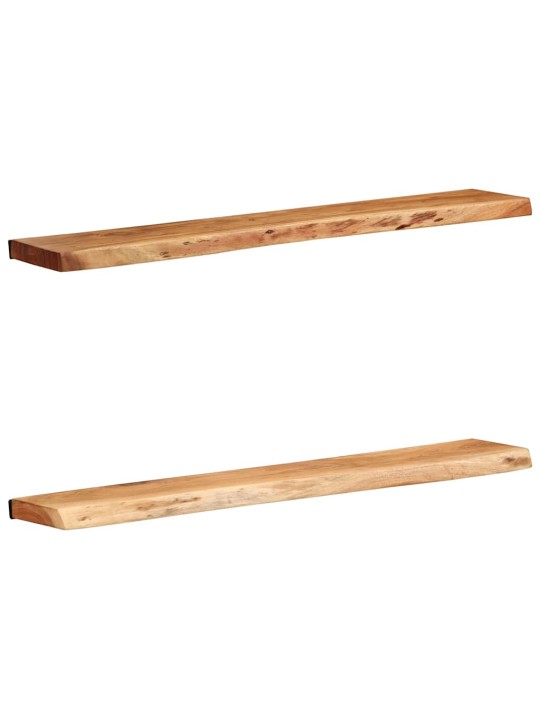seinähyllyt 2 kpl 100x20x3,5 cm massiivipuu akaasia