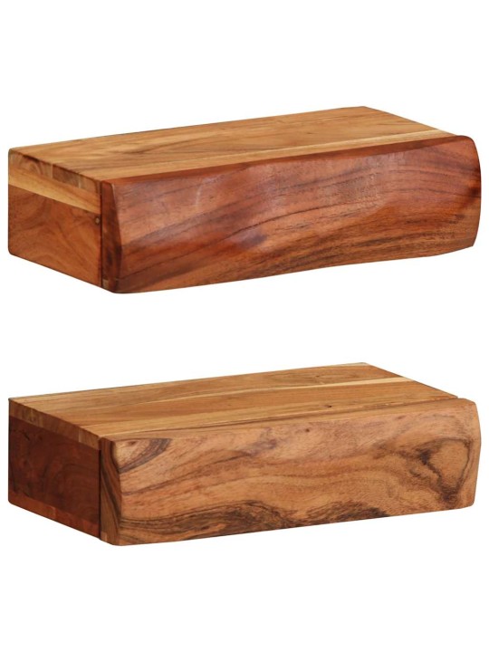 Seinähyllyt 2 kpl 30x17x8 cm Massiivipuu akaasia