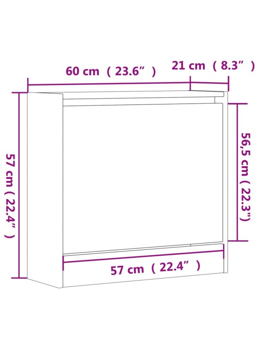 Kenkäkaappi musta 60x21x57 cm tekninen puu