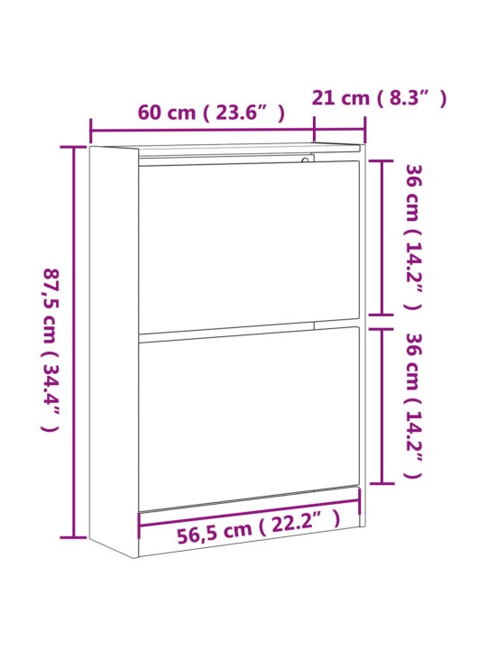 Kenkäkaappi valkoinen 60x21x87,5 cm tekninen puu