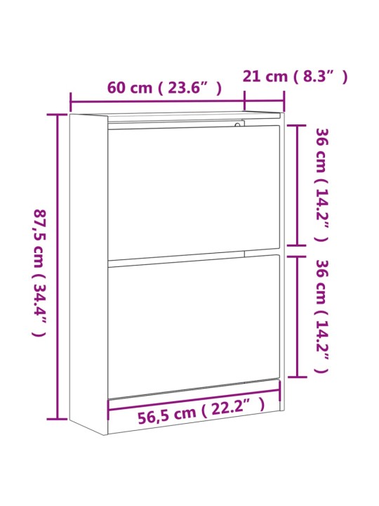 Kenkäkaappi musta 60x21x87,5 cm tekninen puu