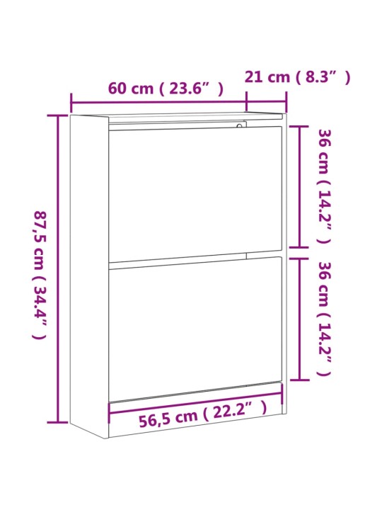 Kenkäkaappi Sonoma-tammi 60x21x87,5 cm tekninen puu