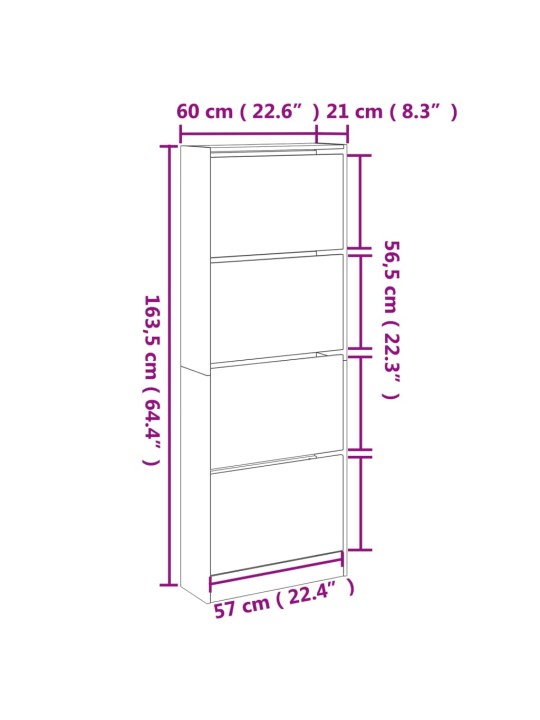 Kenkäkaappi musta 60x21x163,5 cm tekninen puu