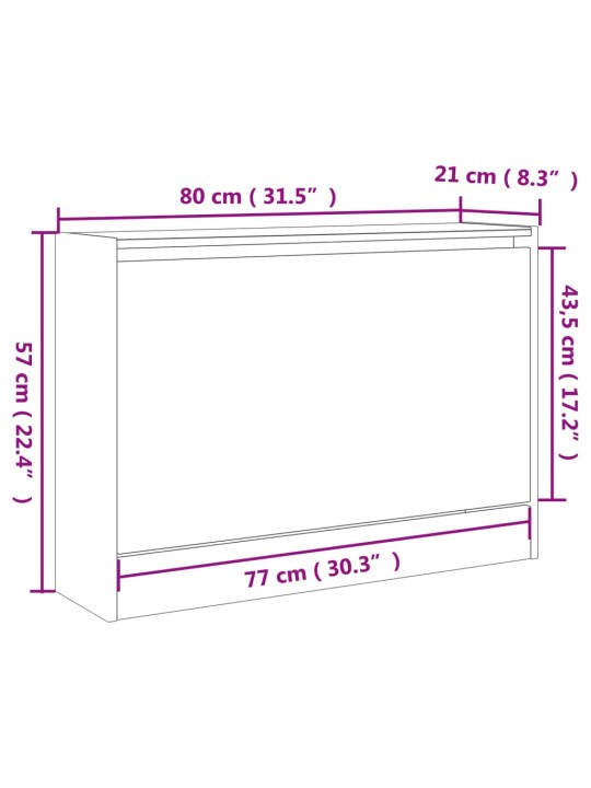 Kenkäkaappi valkoinen 80x21x57 cm tekninen puu