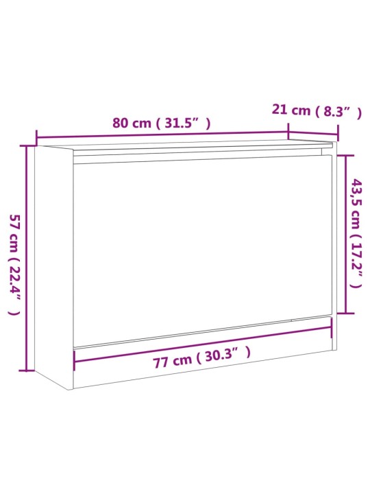 Kenkäkaappi harmaa Sonoma 80x21x57 cm tekninen puu