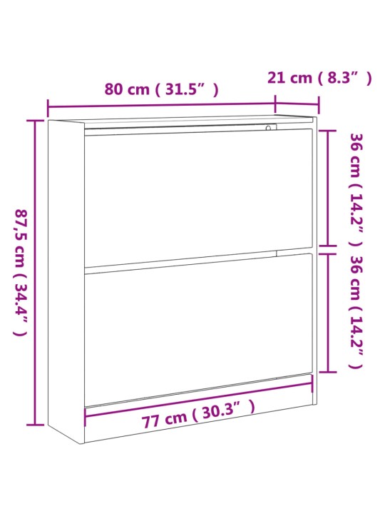 Kenkäkaappi musta 80x21x87,5 cm tekninen puu