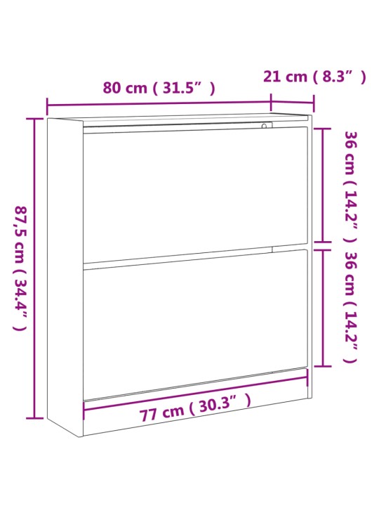 Kenkäkaappi Sonoma-tammi 80x21x87,5 cm tekninen puu