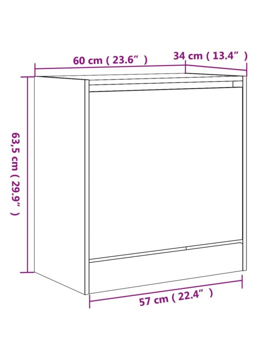 Kenkäkaappi musta 60x34x63,5 cm tekninen puu