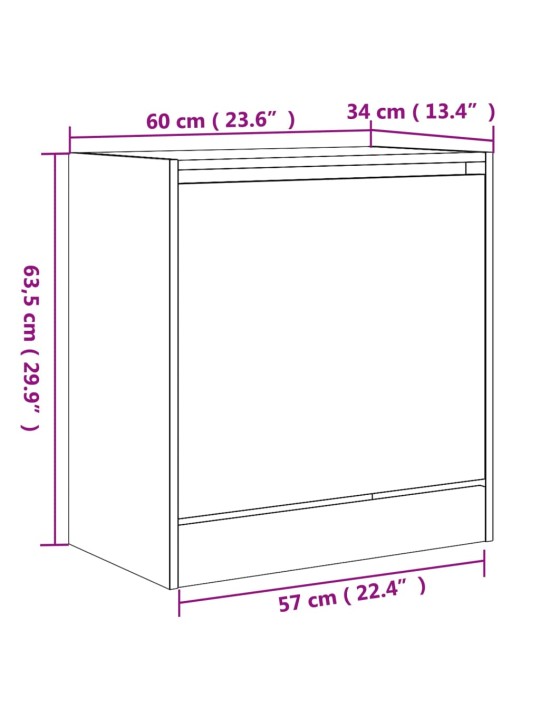 Kenkäkaappi betoninharmaa 60x34x63,5 cm tekninen puu