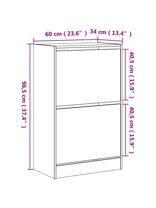 Kenkäkaappi musta 60x35x105 cm tekninen puu