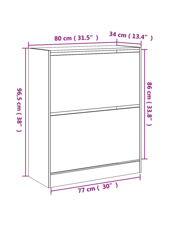 Kenkäkaappi valkoinen 80x34x96,5 cm tekninen puu