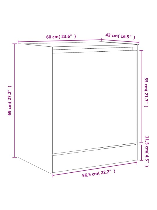 Kenkäkaappi betoninharmaa 60x42x69 cm tekninen puu