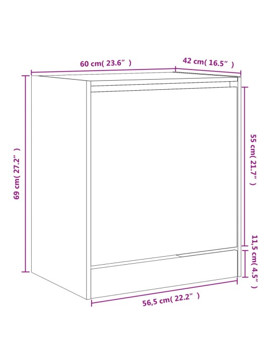 Kenkäkaappi ruskea tammi 60x42x69 cm tekninen puu