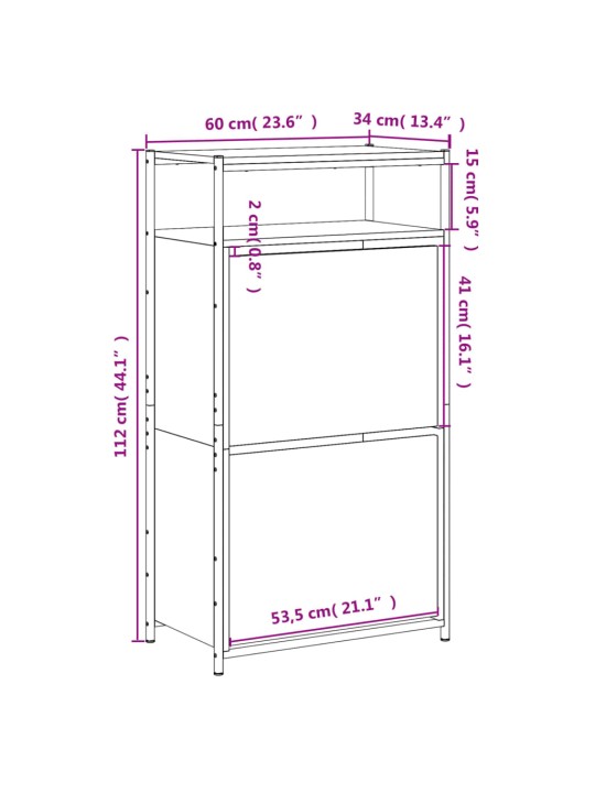 Kenkäkaappi musta 60x34x112 cm tekninen puu