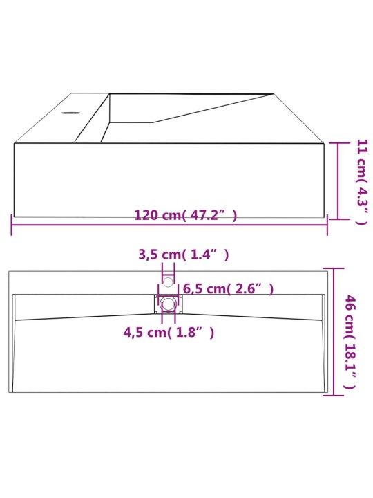 Pesuallas 120x46x11 cm mineraali-/marmorivalu mattamusta