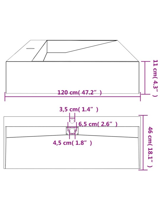 Pesuallas 120x46x11 cm mineraali-/marmorivalu antrasiitti