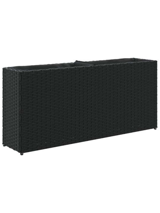 Ulkokukkalaatikko 2 ruukulla musta 90x20x40 cm polyrottinki