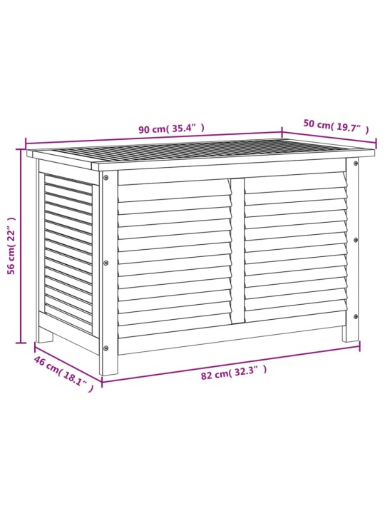 Ulkosäilytyslaatikko säleiköllä 90x50x56 cm täysi akasiapuu