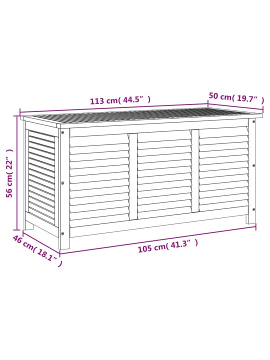 Ulkosäilytyslaatikko säleiköllä 113x50x56 cm täysi akasiapuu