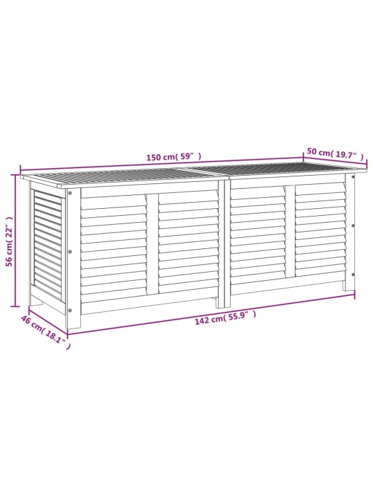 Ulkosäilytyslaatikko säleiköllä 150x50x56 cm täysi akasiapuu