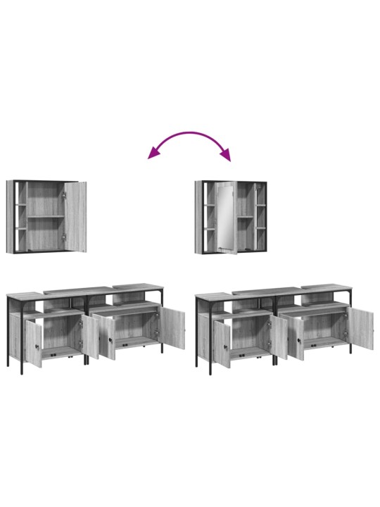 3-osainen Kylpyhuoneen kaappisarja harmaa Sonoma tekninen puu