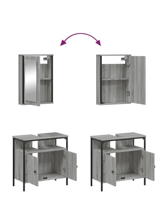 2-osainen Kylpyhuoneen kalustesarja harmaa Sonoma tekninen puu