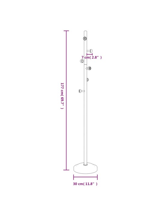 Naulakko musta 177 cm jauhemaalattu rauta