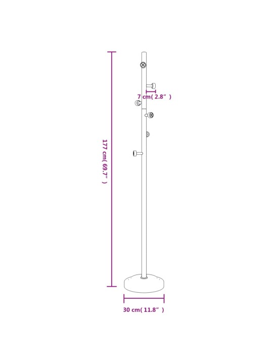 Naulakko valkoinen 177 cm jauhemaalattu rauta