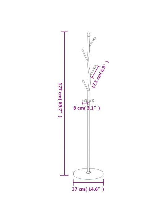 Naulakko musta 177 cm jauhemaalattu rauta