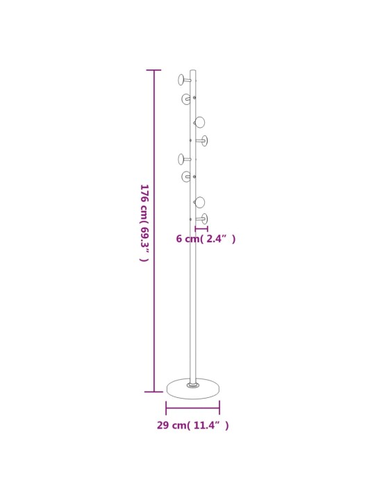 Naulakko musta 176 cm jauhemaalattu rauta