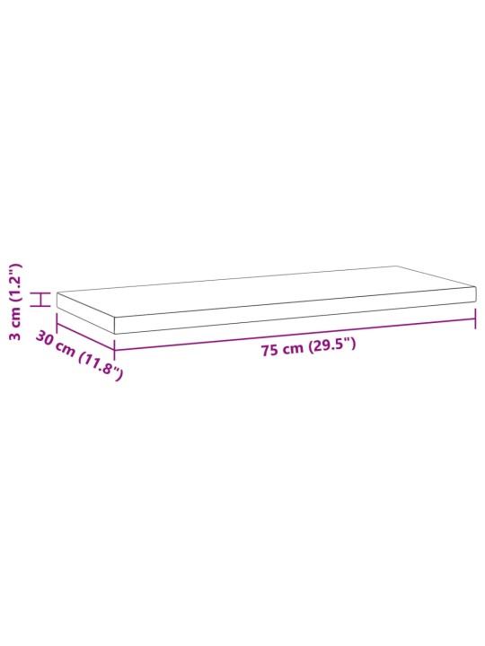 Seinähyllyt 2 kpl 75x30x3 cm musta ruostumaton teräs