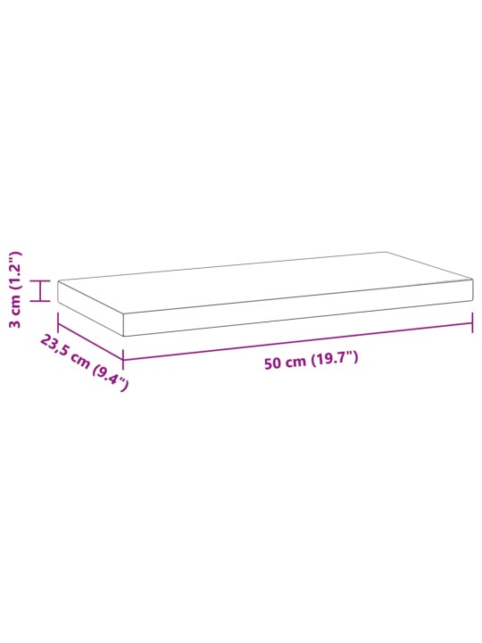 Seinähyllyt 2 kpl 50x23,5x3 cm musta ruostumaton teräs