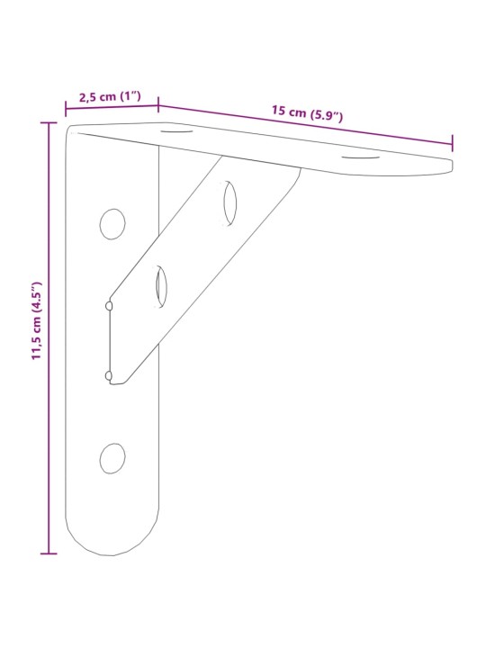 Seinätelineet kpl 15x2,5x11,5 cm musta ruostumaton teräs