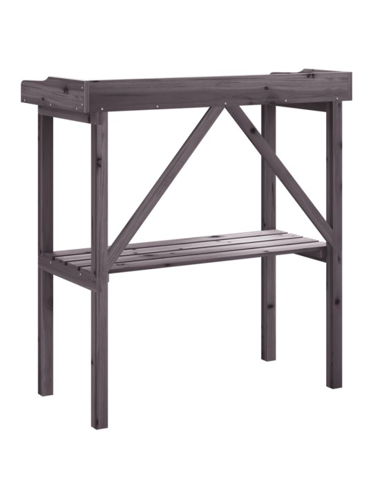 Kukkapöytä hyllyllä harmaa 78x38x82,5 cm täysi kuusi