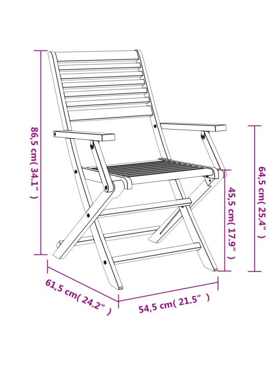 Taitettavat puutarhatuolit 6 kpl 54,5x61,5x86,5 cm akasiapuu