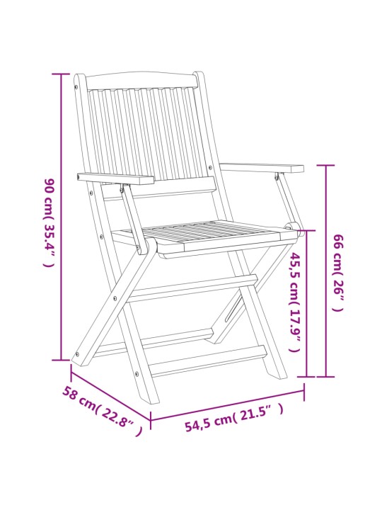 Taitettavat puutarhatuolit 8 kpl 54,5x58x90 cm akasiapuu