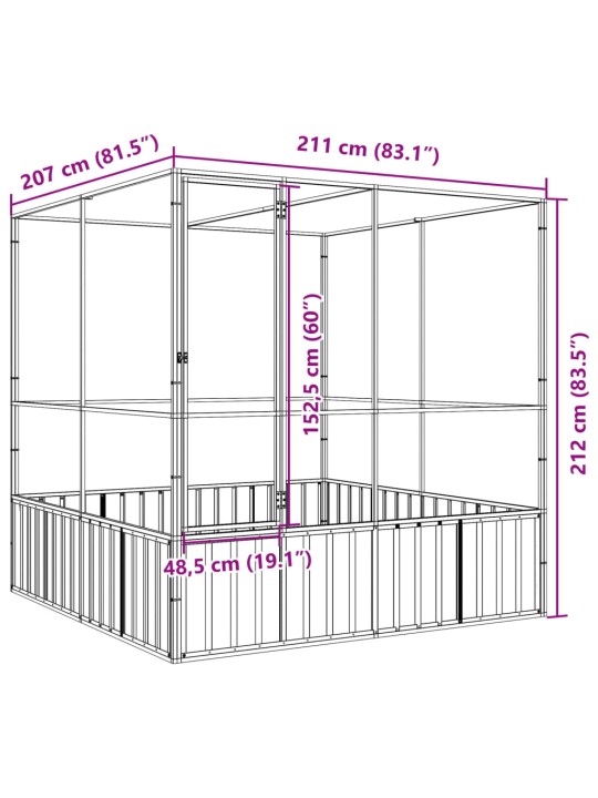 Aviaario hopea 211x207x212 cm teräs