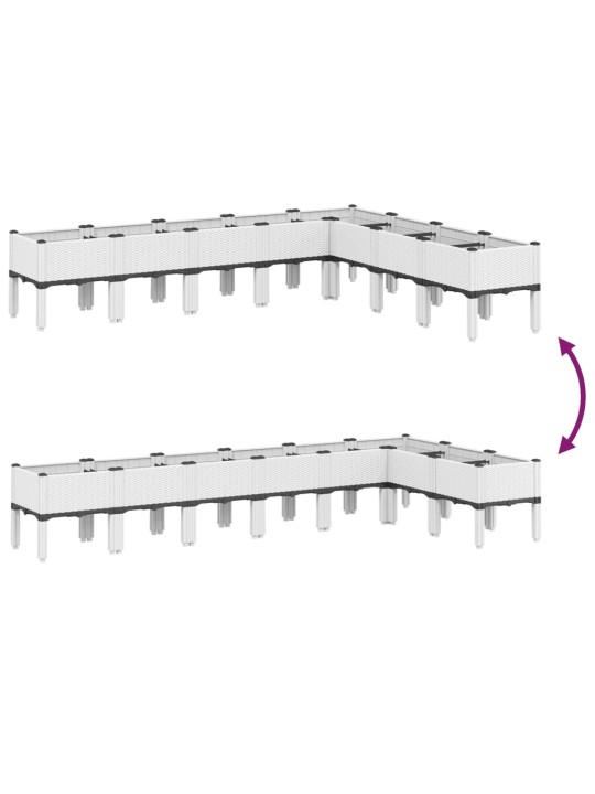 Kukkalaatikko jaloilla valkoinen 200x160x42 cm PP