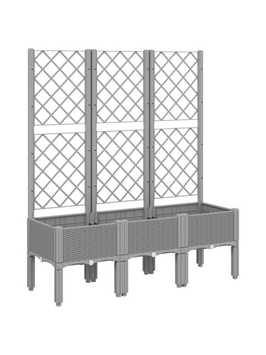 Kukkalaatikko säleiköllä vaaleanharmaa 120x40x142 cm PP