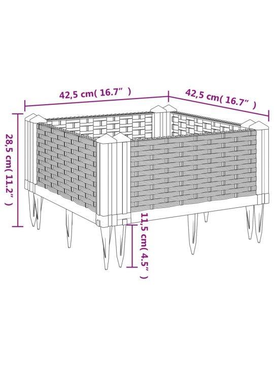 Kukkalaatikko jalkatapeilla harmaa 42,5x42,5x28,5 cm PP