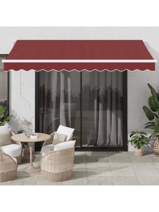 Käsin kelattava markiisi led viininpunainen 350x250 cm