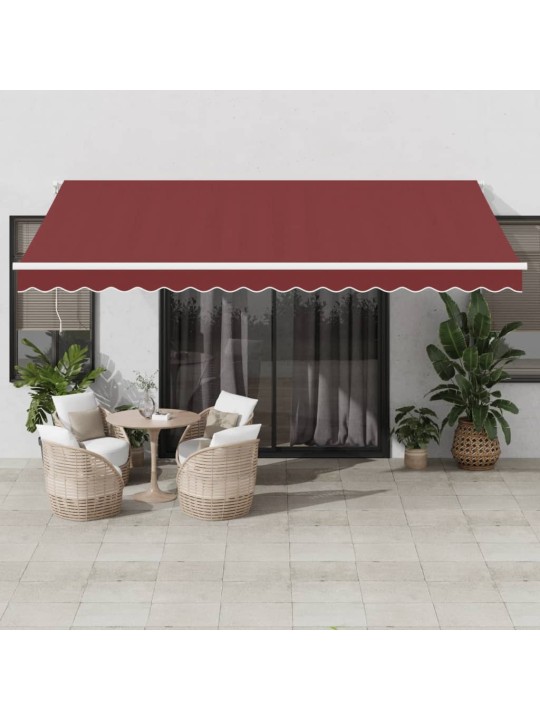 Käsin kelattava markiisi led viininpunainen 450x300 cm
