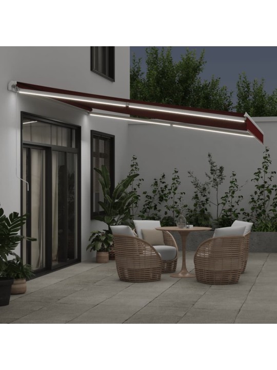 Käsin kelattava markiisi led viininpunainen 400x350 cm