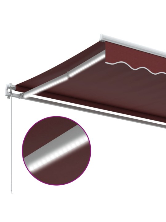 Käsin kelattava markiisi led viininpunainen 400x350 cm