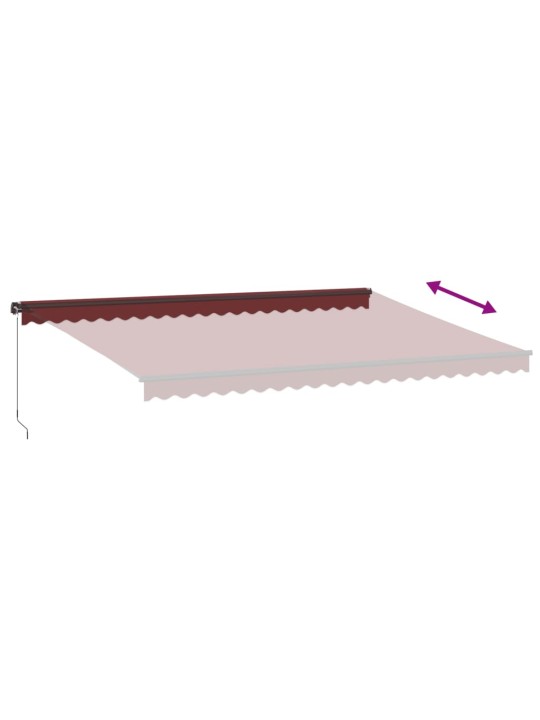 Käsin kelattava markiisi LEDit viininpunainen 500x350 cm