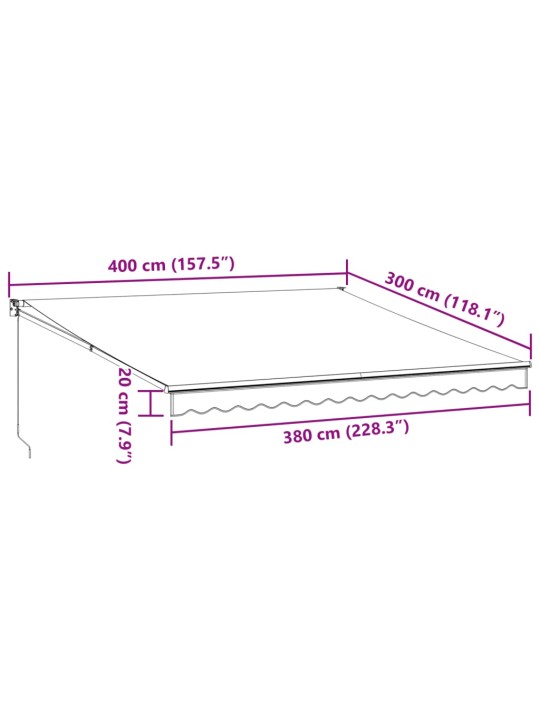 Käsin kelattava markiisi viininpunainen 400x300 cm