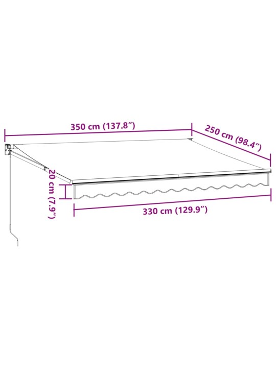 Käsin kelattava markiisi viininpunainen 350x250 cm